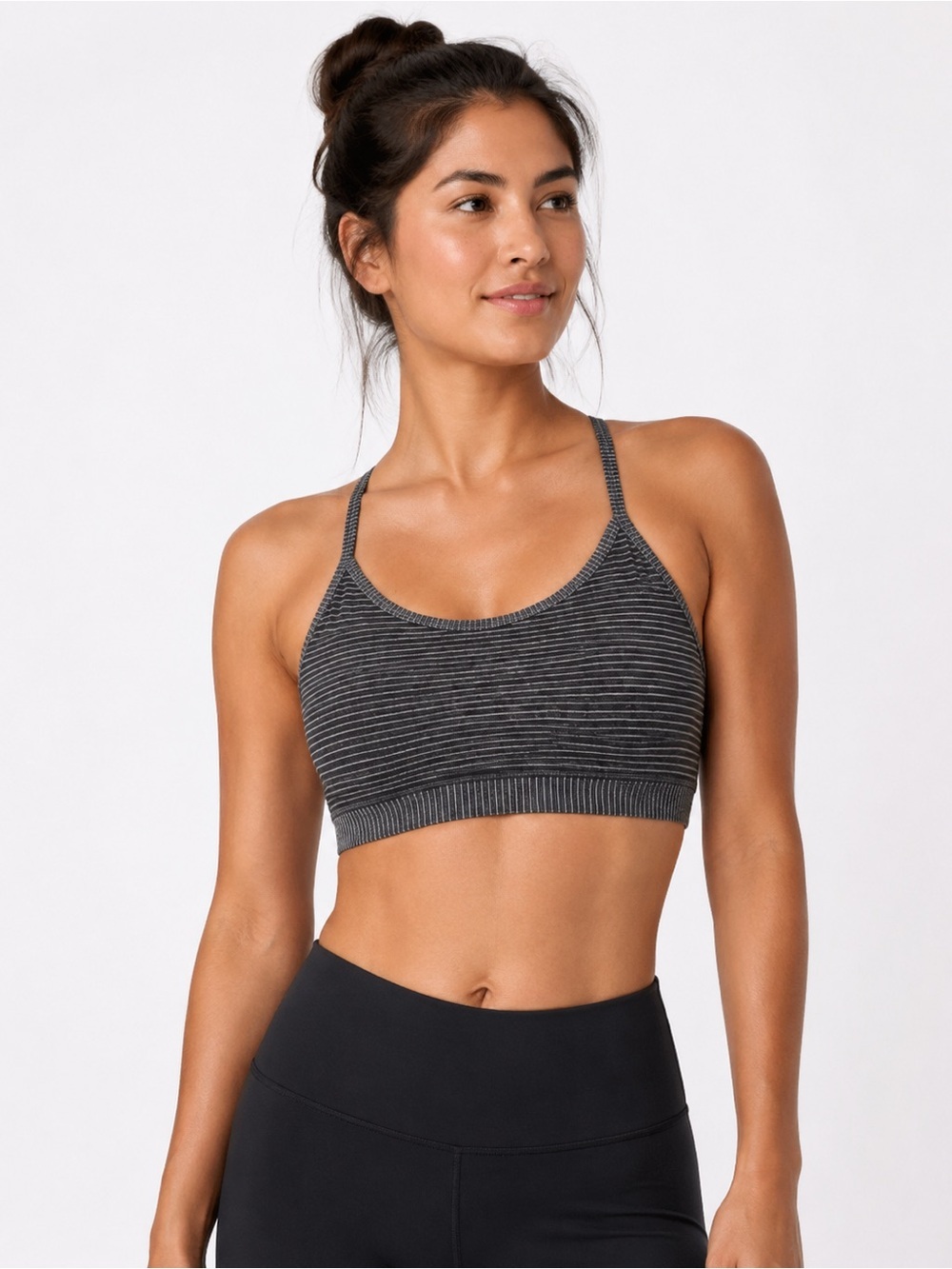 Lululemon |  Flow Y Bra Grey Striped - Size 8